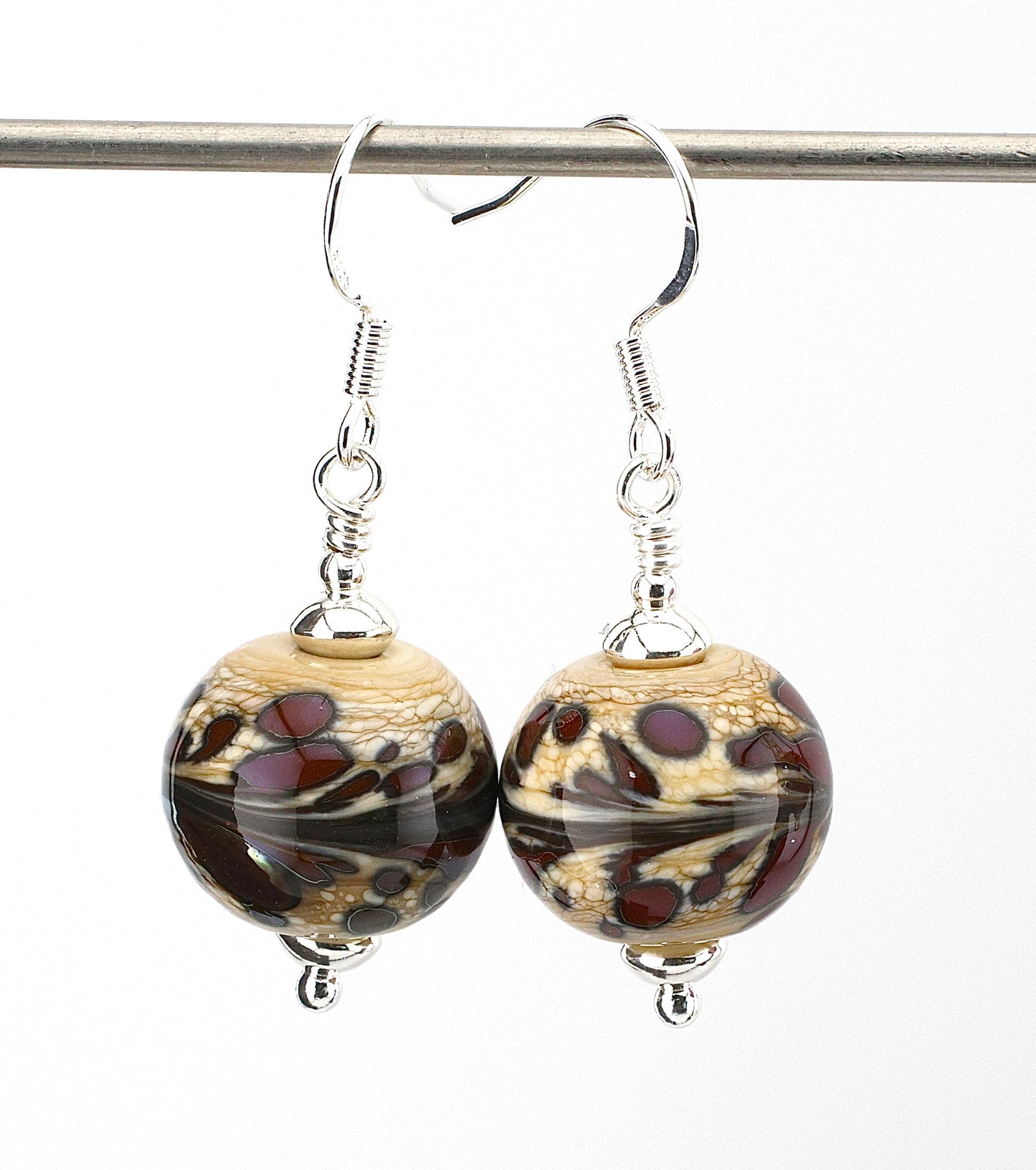 Handcrafted Lampwork and Sterling Silver Bead Earrings