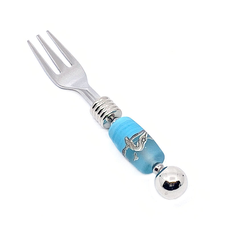 Stainless steel and handcrafted glass bead appetizer fork