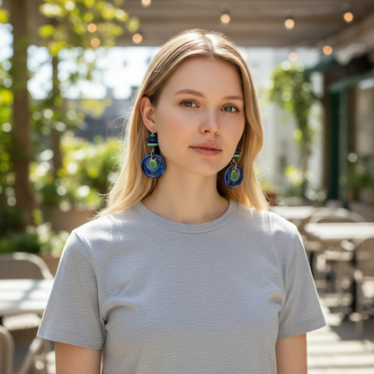 Handcrafted Glass Bead Earrings with Artisan Ceramics from Spain