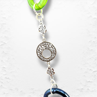 Stunning Hand Torched Silver Metallic Glass Circles Necklace