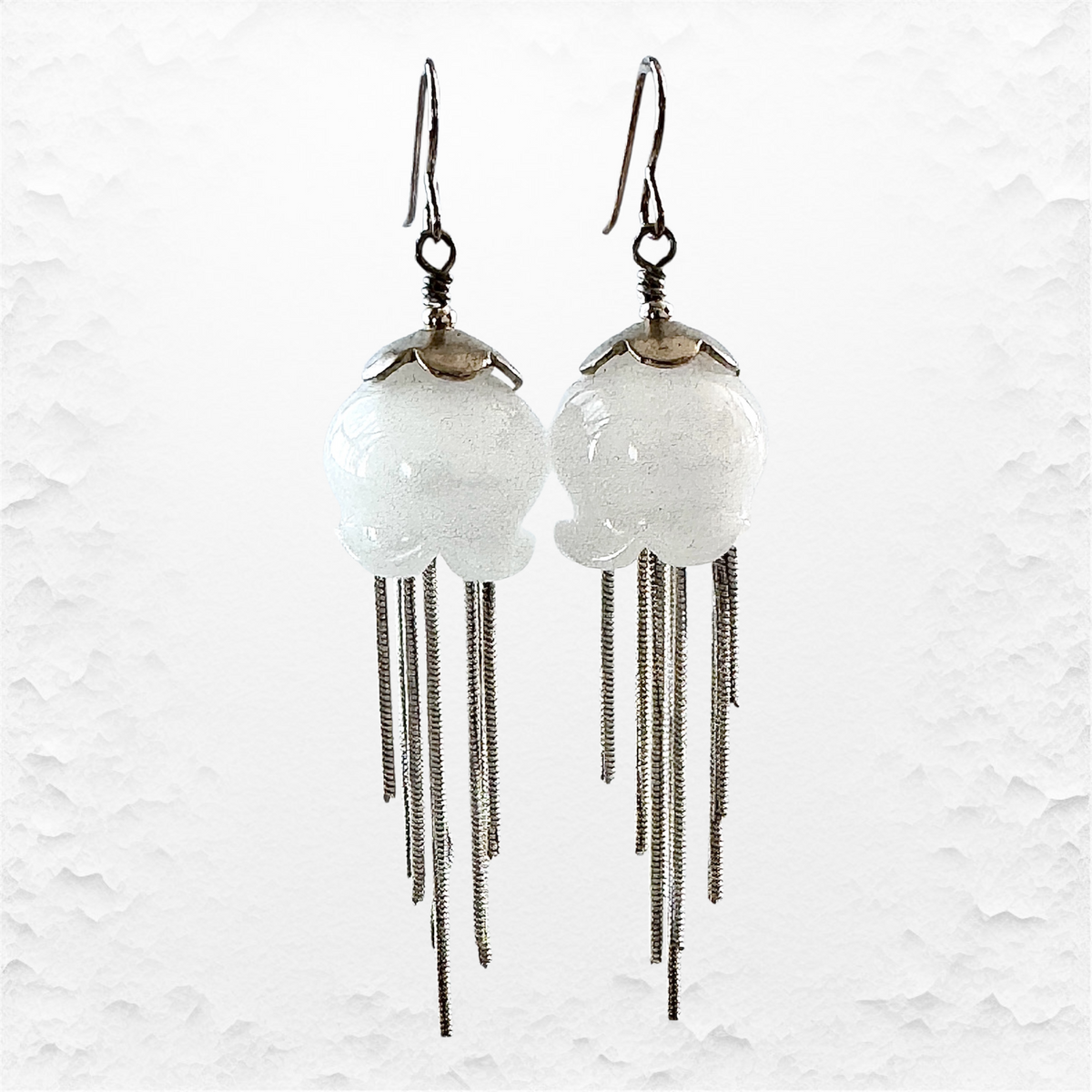 Glass Jellyfish Earrings with Sterling Silver Tentacles and Findings