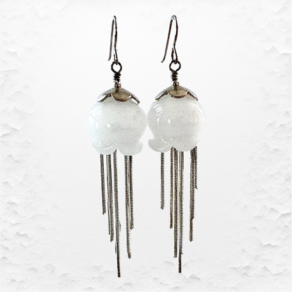 Glass Jellyfish Earrings with Sterling Silver Tentacles and Findings