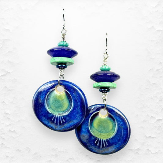 Handcrafted Glass Bead Earrings with Artisan Ceramics from Spain