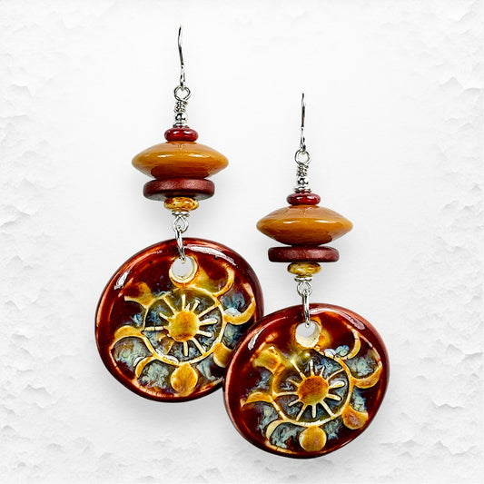 Handcrafted Glass Bead Earrings with Artisan Ceramics from Spain