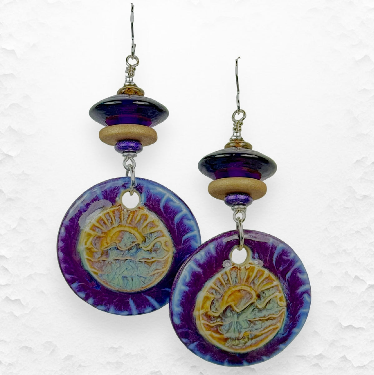 Handcrafted Glass Bead Earrings with Artisan Ceramics from Spain