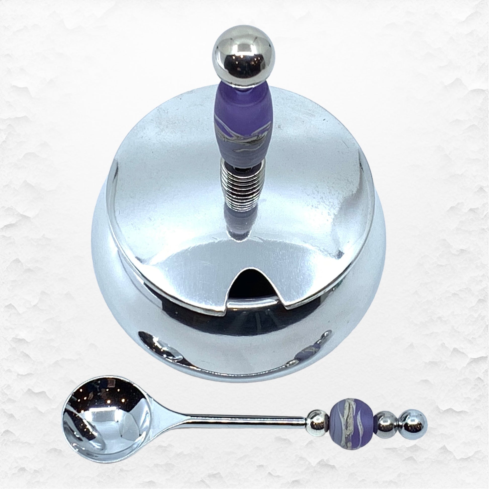 Handcrafted Lavendar Beaded Sugar Bowl