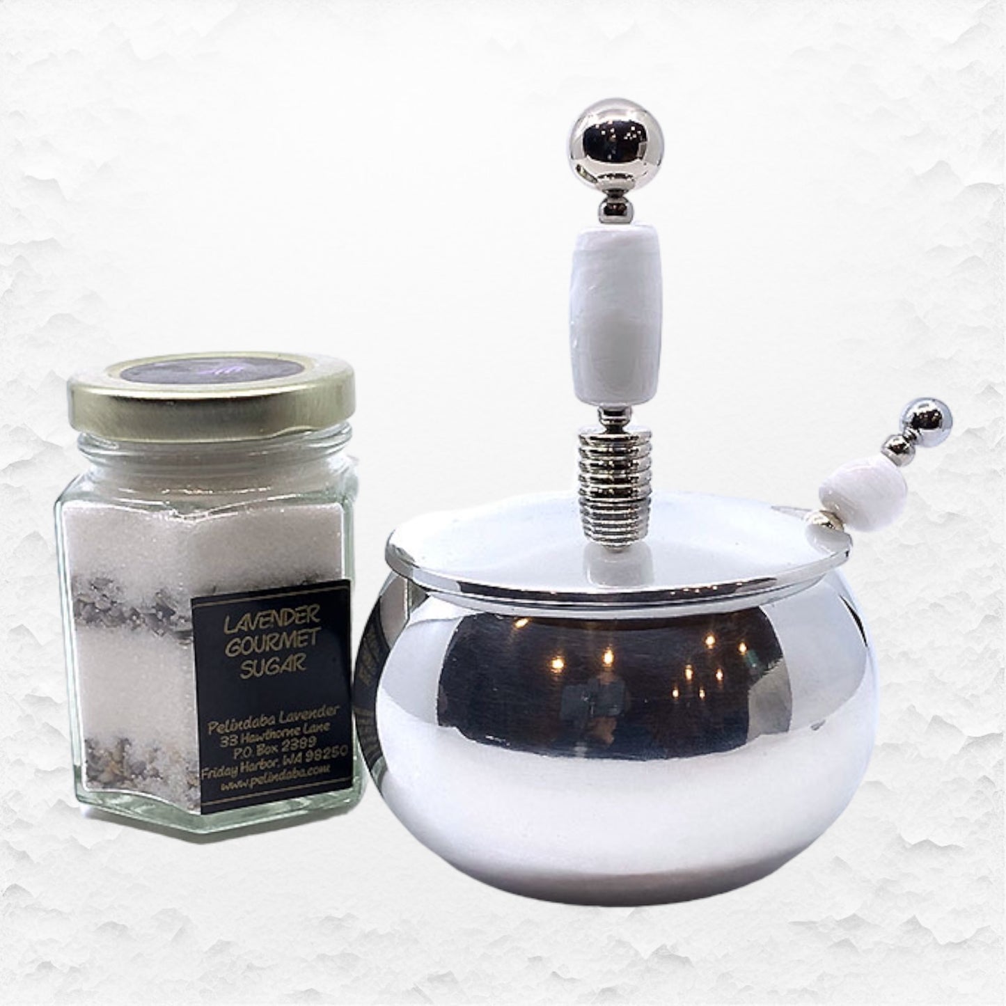 Handcrafted White Beaded Sugar Bowl