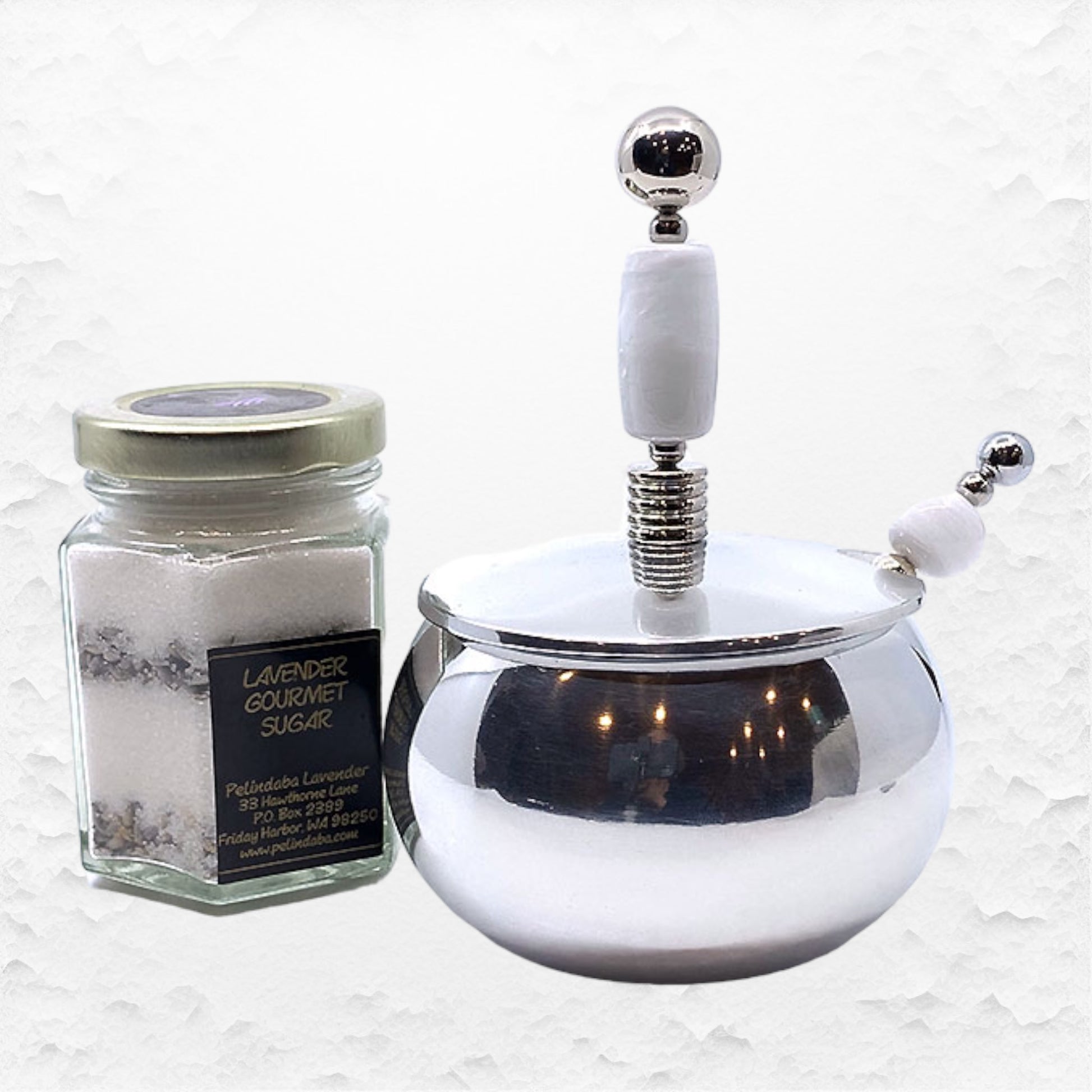 Handcrafted White Beaded Sugar Bowl