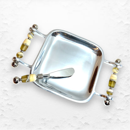 Handmade Glass Bead Square Serving Tray