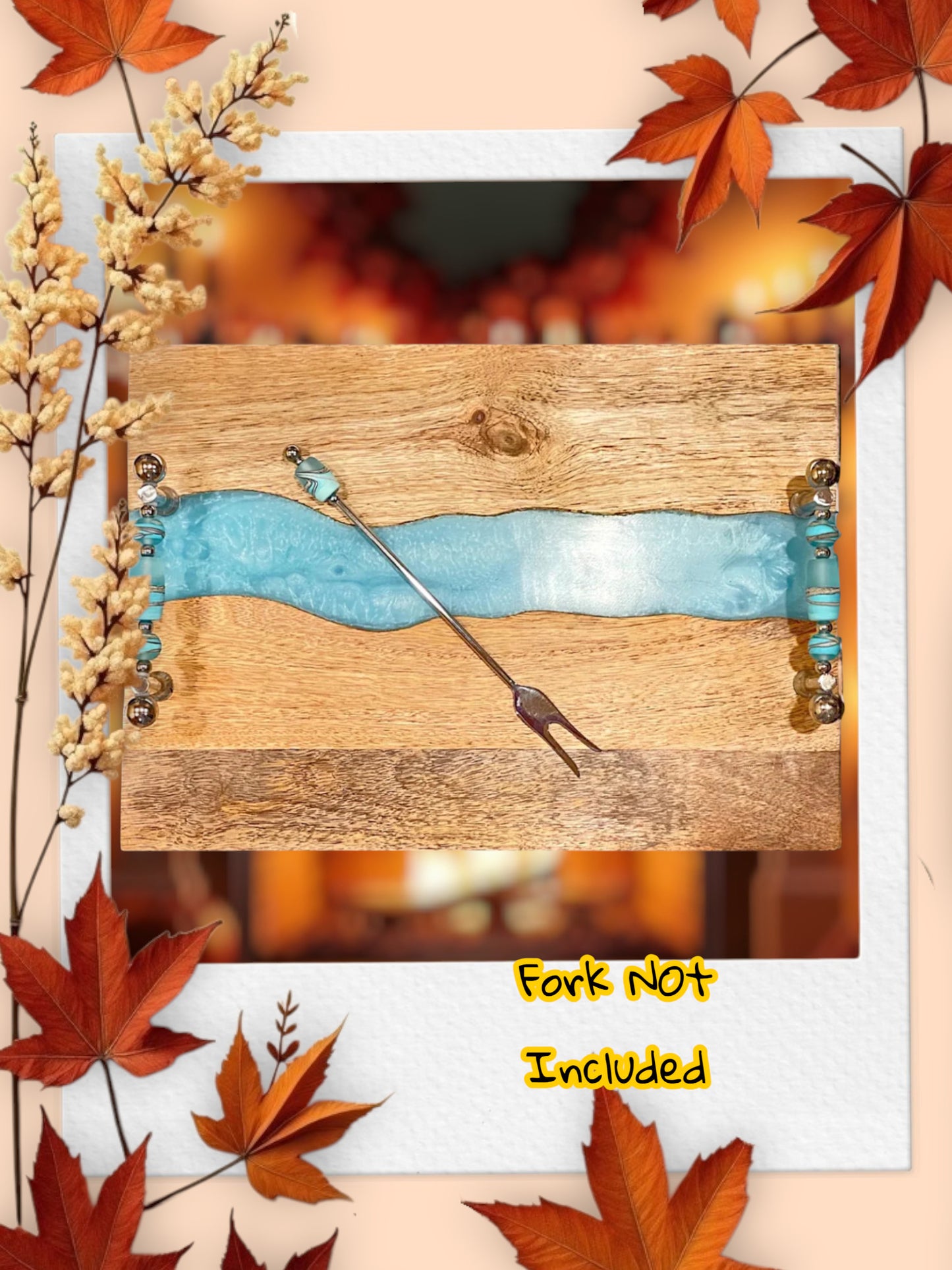 Handmade Glass Beaded Charcuterie Board:  
Add a touch of sparkle to your grazing table with this handcrafted glass-beaded charcuterie board. Each bead is individually shaped and arranged to create a beautiful accent that drapes effortlessly along your serving board. Perfect for parties, gifts, and elevating any table display with color, shine, and artisan charm.