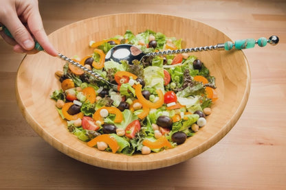Handcrafted Glass Bead Salad Servers With TWISTED Handles