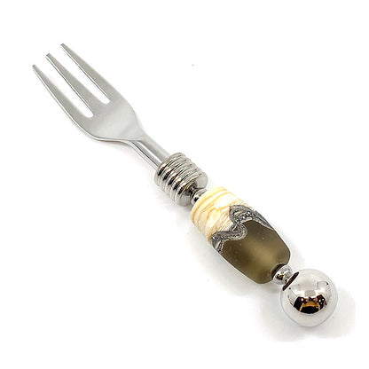 Stainless steel and handcrafted glass bead appetizer fork